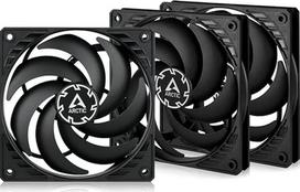 ARCTIC P12 Slim PWM PST (3 vnt.) - kompiuterio ventiliatorius, 120 mm korpuso ventiliatorius, optimizuotas statiniam slėgiui, korpuso ventiliatorius su PST jungtimi (PWM dalijimosi technologija), itin plonas - juodas