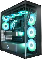 ARCTIC Xtender Black (skaidrus stiklas) - kompiuterio korpusas, grūdintas panoraminis stiklas, 2 x 420 mm radiatoriaus laikiklis, "Full Tower", "Big Tower", E-ATX, 5X A-RGB ventiliatoriai, iš anksto sumontuoti - juodas