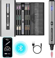 ARROWMAX belaidis įkraunamas elektrinis graviravimo rašiklis su 36 antgaliais, aliuminio korpusu, "Bluetooth", programėle, belaidžiu magnetiniu įkrovimu, deimantinio antgalio graviravimo įrankis, skirtas "pasidaryk pats", graviravimui (SGS MINI)