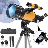 Astronomijos teleskopas, teleskopai suaugusiesiems, 70/300 mm diafragmos refraktoriaus teleskopas vaikams ir pradedantiesiems, su telefono adapteriu ir trikoju planetoms ir Mėnuliui stebėti (15 x 150x)