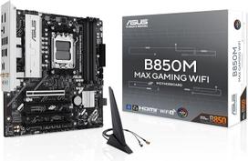 ASUS B850M MAX Gaming pagrindinė plokštė Socket AMD AM5 (mATX, DDR5, PCIe 5.0, 3X M.2, "WiFi 6", BIOS Flashback, "Aura Sync", "Q-LED Core")