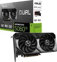 ASUS Dual GeForce RTX 5060 Ti 8GB GDDR7 OC Edition žaidimų vaizdo plokštė (Nvidia GeForce RTX5060Ti DLSS 4, 2,5 lizdo konstrukcija, PCIe 5.0, 3x DisplayPort 2.1b, 1x HDMI 2.1b, DUAL-RTX5060TI-O8G)