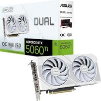 ASUS Dual GeForce RTX 5060 Ti 16GB OC Edition GDDR7 White žaidimų vaizdo plokštė (Nvidia Blackwell FP4 ir DLSS 4, 2,5 lizdo, PCIE 5.0, 1x HDMI 2.1b, 3x DisplayPort 2.1b, balta, DUAL-RTX5060TI-O16G-WHITE)