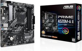 ASUS Prime A520M-A II/CSM AMD AM4 (3 kartos "Ryzen") microATX komercinė pagrindinė plokštė (ECC atmintis, M.2 palaikymas, 1GB Ethernet, DP/HDMI 2.1/D-Sub, 4K@60Hz, USB 3.2 Gen1Type-A, ARGB prievadas)