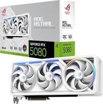 ASUS ROG Astral GeForce RTX 5080 16GB GDDR7 White OC Edition Gaming Quad Fan vaizdo plokštė (NVIDIA DLSS 4, 3.8 lizdo konstrukcija, PCIe 5.0, 3x DP 2.1b, 2x HDMI 2.1b, balta, ROG-ASTRAL-RTX5080-O16G-WHITE)