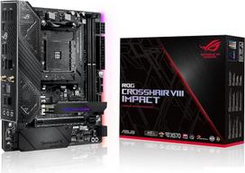 ASUS ROG Crosshair VIII Impact Gaming pagrindinė plokštė (AMD AM4 lizdas, mini DTX formos, SO-DIMM.2, "Wi-Fi 6", PCIe 4.0, "Aura Sync", USB 3.2 Gen2)