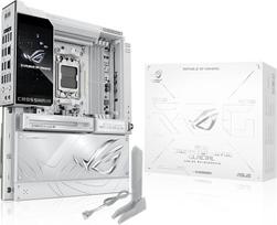 ASUS ROG Crosshair X870E Glacial, AMD E-ATX pagrindinė plokštė, 24+2+2 maitinimo lygiai, DDR5 lizdai, du PCIe® 5.0 x16 SafeSlots, septyni M.2 lizdai, dvigubas "Realtek 10G Ethernet", "AI Cache Boost