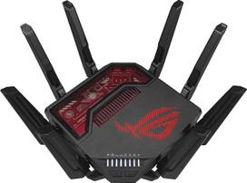 ASUS ROG Rapture GT-BE19000 trijų juostų "WiFi 7" žaidimų maršrutizatorius (320 MHz dažnių juostos plotis ir 4096-QAM, MLO, du 10G prievadai, AI WAN aptikimas, trijų lygių žaidimų spartinimas, žaidimų tinklas, "Aura RGB", "AiMesh")