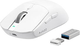 ATTACK SHARK AJAZZ AJ139PRO belaidė žaidimų pelė, itin lengva (65 g), PAW3395 jutiklis, 26000 DPI, 4 kHz, 2,4 GHz/USB C laidinė elektroninio sporto pelė, 6 programos mygtukų mygtukai, 700 valandų baterijos veikimo laikas, PC/MAC - balta