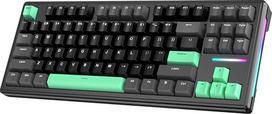 ATTACK SHARK Bluetooth 5.0/2.4G/Type-C laidinė mechaninė žaidimų klaviatūra, 87 klavišai, keičiami karštuoju būdu, kompaktiška RGB belaidė klaviatūra, "Bluetooth" klaviatūra su spiraliniu klaviatūros kabeliu, skirta PC Mac