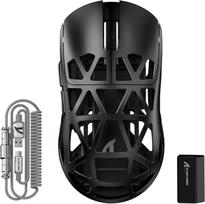 ATTACK SHARK R2PRO 45 g itin lengva magnio lydinio pelė, "PixArt PAW3950" jutiklis, 42000 DPI, 8000 Hz belaidis apklausos dažnis, 2.4G/BT/laidinė žaidimų pelė G502, su vyniojamu kabeliu, PC/Mac, juoda
