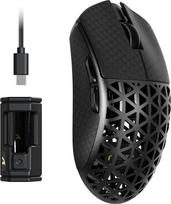 ATTACK SHARK R5 Ultra Carbon Fiber HyperSpeed Wireless Gaming Mouse, 39 g itin lengva pelė su laikymo juosta, 2.4G/BT/USB-C, PAW3950MAX jutiklis, 8000 Hz belaidžio diskretizavimo dažnis, 42000 DPI, Win/Mac - juoda