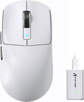 ATTACK SHARK R6 belaidė 8KHz žaidimų pelė, itin lengva 42 g, "Nordic 52840 MCU", "PixArt PAW3950MAX" žaidimų jutiklis, BT/2.4G/laidinis, 6 reguliuojami DPI iki 42 000, 300 mAh baterija, PC/Mac (balta)