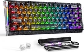 ATTACK SHARK R68 HE 8000Hz Rapid Trigger klaviatūra, 0,005 mm RT tikslumas, laidinė žaidimų klaviatūra, anglies pluošto paviršius ir mygtukai, CNC aliuminio šonai, RGB, C01 suvyniotas kabelis, rašalo atspalvis