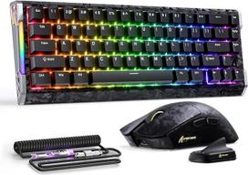 ATTACK SHARK R68HE - Laidinė žaidimų klaviatūra Anglies pluošto magnetinė X11 Ultra 42K DPI PAW3950 MAX TRI režimas 8K belaidė pelė RGB apšvietimas Suvyniotas kabelis - Darbui ir žaidimams