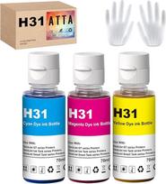 ATTA 31 spalvoto rašalo buteliukų rinkinys, skirtas HP 31 rašalo talpyklai, skirtas "Smart Tank" 7005 5107 7301 7001 7602 5000 5101 5102 Plus 651 551 455 457 450 "All-in-One" rašalo talpyklai (70ML 31 3 pakuotės 3 pakuotės 3)