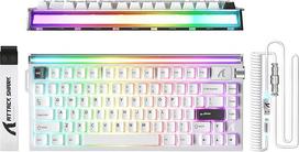 ATTACK SHARK R85 HE laidinė 75 % žaidimų klaviatūra su C01ULTRA LED kabeliu, magnetiniais jungikliais, daugiafunkcine programine įranga, RGB apšvietimo langeliu, rotacinė, 8000 Hz, RT 0,005 mm (Star White)