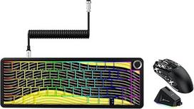 ATTACK SHARK X65 Pro HE magnetinė klaviatūra su 60 % Hall efekto ir X11 belaidė žaidimų pelė, RGB "Hot Swap", 8 kHz apklausos dažnis, itin lengva pelė su įkrovimo baze, 22 000 DPI "Bluetooth", 2,4 GHz