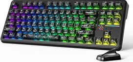 ATTACK SHARK X87 ultra belaidė mechaninė žaidimų klaviatūra, 75 % "Hot-Swap", BT/2.4G/Wired, dvigubas 8000 Hz diskretizavimo dažnis, taškinės matricos ekranas, 10000 mAh, RGB, imtuvas, QWERTY, rašalo šešėlis