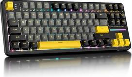 ATTACK SHARK X87 80% belaidė mechaninė žaidimų klaviatūra, BT5.0/2.4G/USB-C karšto keitimo sandariklis, RGB apšvietimas, 4000 mAh baterija, iš anksto suteptas linijinis jungiklis, OEM PBT klavišų dangtelis, skirta PC/MAC, juoda