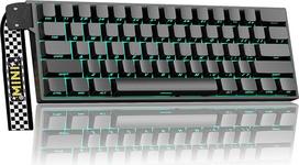 AULA MINI60 mechaninė žaidimų klaviatūra 60 %, BT5.0/USB/2,4 GHz belaidis ryšys, Hall efekto magnetiniai jungikliai, 0,01 mm RT tikslumas, reguliuojamas suveikimas, 8000 Hz, RGB, belaidė klaviatūra, skirta PC/Mac (juoda)