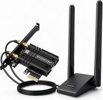 AXE5400 PCIe WLAN kortelė kompiuteriui, Intel AX210 WiFi 6E Bluetooth 5.3 su geriausiu signalo stiprintuvu, trijų dažnių (6GHz/5GHz/2,4GHz) PCI Express tinklo kortelė, skirta Windows 10/11(64-Bit)