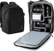 bagsmart Fotoaparato kuprinė, DSLR SLR fotoaparato krepšys, tinka 13,3 colių nešiojamiesiems kompiuteriams, vandeniui atspari foto kuprinė su apsauga nuo lietaus, trikojo laikiklis, juoda, vidutinė