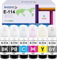BAISINE 114 Tinte Kompatibel für Epson 114 Tintenflasche Multipack für Epson Ecotank ET-8500, Ecotank ET-8550, 6er Pack (Schwarz, Foto Schwarz, Cyan, Magenta, Gelb, Grau)