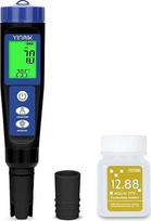 Baseino pH druskos matuoklis, 6-in-1 pH druskos kiekio ORP EC TDS testeris, druskos kiekio monitorius sūraus vandens baseinams, hidroponinių pH PPM EC testų rinkiniai, geriamojo vandens laidumo matuoklis