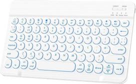 Belaidė "Bluetooth" klaviatūra, apšviesta daugelio įrenginių, skirta "iPad", "iPhone", "Mac", "Android", "Windows", įkraunama mini klaviatūra, QWERTY UK išdėstymas, balta