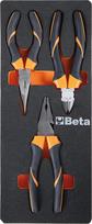 Beta M134 Werkzeug-Set im Schaumeinsatz, Werkzeuge (3-teiliges Werkzeugsortiment; Diagonalseitenschneider, Universalzange & Zange mit halbrunden Backen, hochwertiges Werkzeugset), Schwarz/ Orange
