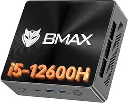BMAX mini kompiuteris "Intel Core i5-12600H" (12C/16T, iki 4,5 GHz) 24GB LPDDR5 512GB NVMe SSD "Wi11 Pro"|Mikro stalinis kompiuteris su trimis ekranais| C tipo, HDMI 2.1, USB 3.2, BT5.0, "Wi-Fi 5 B8Plus Mini žaidimų kompiuteris