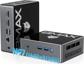 BMAX mini kompiuteris "Intel N97" (iki 3,6 GHz) 16GB RAM 512GB M.2 SSD "Win-11 Pro B4Pro" mikro stalinis kompiuteris su 4K HDMI/Gigabit Ethernet/WiFi 5/Bluetooth4.2/USB3.2, skirtas biurui, verslui, mažam kompiuteriui, VESA