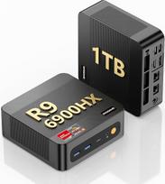 BOSGAME P6 mini kompiuteris "Windows 11 Pro" namų biurui ir žaidimams, AMD Ryzen 9 6900HX (iki 4,9 GHz), 24GB LPDDR5 RAM (integruota), 1 TB NVMe SSD, "Radeon 680M", dviejų LAN mini kompiuteris, trigubas ekranas 4K, 120 W