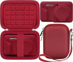BOVKE Bundle Kit Tasche für Kodak Pixpro FZ55 Digitalkamera - Hartes Tragbares Gehäuse mit Silikon Schutzhülle, Reisehaltertasche mit Weicher Hauthülle für FZ55 Digitalkamera & Zubehör, Rot