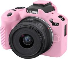 BOVKE Silikoninis apsauginis dėklas, skirtas Canon EOS R50 spiegelinei kamerai, apsauginis dėklas, skirtas Canon EOS R50 Vlogging Video Case, Kamera Gummihülle Schutzhülle, Pink+Pink