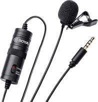 BOYA BY-M1 3,5 mm Lavalier mikrofonas išmaniesiems telefonams ir "Canon" / "Nikon" fotoaparatams - juodas