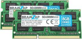 BRAINZAP 16GB DDR3 RAM SO-DIMM PC3L-14900S 2Rx8 1866 MHz 1,35 V CL13 nešiojamųjų kompiuterių atminties modulis (2 x 8GB)