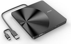 BRIGHTSHOW Nešiojamasis išorinis CD/DVD diskas, USB 3.0 USB C CD įrašymo įrenginys CD/DVD+/-RW optinis diskas, plonas nešiojamasis DVD CD-ROM perrašymo įrenginys nešiojamajam kompiuteriui, staliniam kompiuteriui, "Windows 11/10/8/7", "MacBook", "Mac