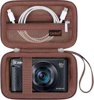 Canboc Tragetasche für Canon PowerShot SX740/ SX730/ SX720/ SX620/ G7X Mark III/Mark II Digitalkamera, Point and Shoot Kameratasche, Mesh Tasche passt USB-Kabel, Batterien, Braun (nur Koffer)