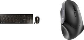 CHERRY DW 9100 plonas belaidės klaviatūros ir pelės rinkinys, vokiškas išdėstymas, juodai bronzinis ir MW 4500, belaidė pelė, ergonomiška dešiniarankė pelė, 45° dizainas, juoda