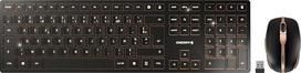 CHERRY DW 9100 plonas belaidės klaviatūros ir pelės rinkinys, prancūziškas išdėstymas (AZERTY), "Bluetooth" ir 2,4 GHz radijo ryšys, tylūs klavišai, įkraunamas, juodos spalvos