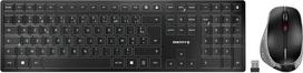 CHERRY DW 9500 SLIM belaidės klaviatūros ir pelės rinkinys, prancūziškas išdėstymas (AZERTY), "Bluetooth" arba 2,4 GHz radijo ryšys, ergonomiška dešiniarankė pelė, juoda/pilka