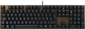 CHERRY KC 200 MX mechaninė biuro klaviatūra su anoduota metaline plokštele UK išdėstymas Laidiniai MX2A rudos spalvos jungikliai juoda/broza