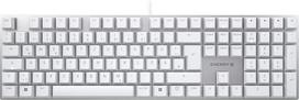 CHERRY KC 200 MX mechaninė biuro klaviatūra su anoduota metaline plokštele, vokiškas išdėstymas (QWERTZ), laidinė, MX2A rudos spalvos jungikliai, balta/sidabrinė