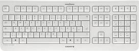 CHERRY KW 3000 belaidė klaviatūra su skaičių klaviatūra, vokiškas išdėstymas (QWERTZ), 2,4 GHz radijo ryšys, mažai triukšmo keliantys klavišai, plokščias dizainas, maitinama iš baterijos, balta/pilka spalva