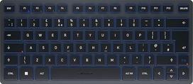 CHERRY KW 7100 MINI BT Kompaktiška kelių įrenginių klaviatūra su 3 "Bluetooth" kanalais, JK išdėstymu (QWERTY), plokščio dizaino, su dėklu, šiferio mėlyna