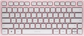 CHERRY KW 7100 MINI BT Kompaktiška kelių įrenginių klaviatūra su 3 "Bluetooth" kanalais, ES išdėstymu (QWERTY), plokščio dizaino, su dėklu "Cherry Blossom