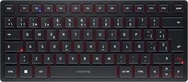 CHERRY KW 9200 MINI Kompaktiška daugiafunkcinė klaviatūra iki 4 įrenginių, ispaniškas išdėstymas (QWERTY), "Bluetooth", 2,4 GHz arba laidas, įkraunama, juoda