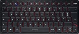 CHERRY KW 9200 MINI Kompaktiška kelių įrenginių klaviatūra iki 4 įrenginių, UK išdėstymas (QWERTY), "Bluetooth", 2,4 GHz arba laidas, įkraunama, juoda